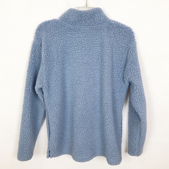 VS PINK Teddy Boyfriend 1/4 Zip Blue Pullover XS - Picture 4 of 6